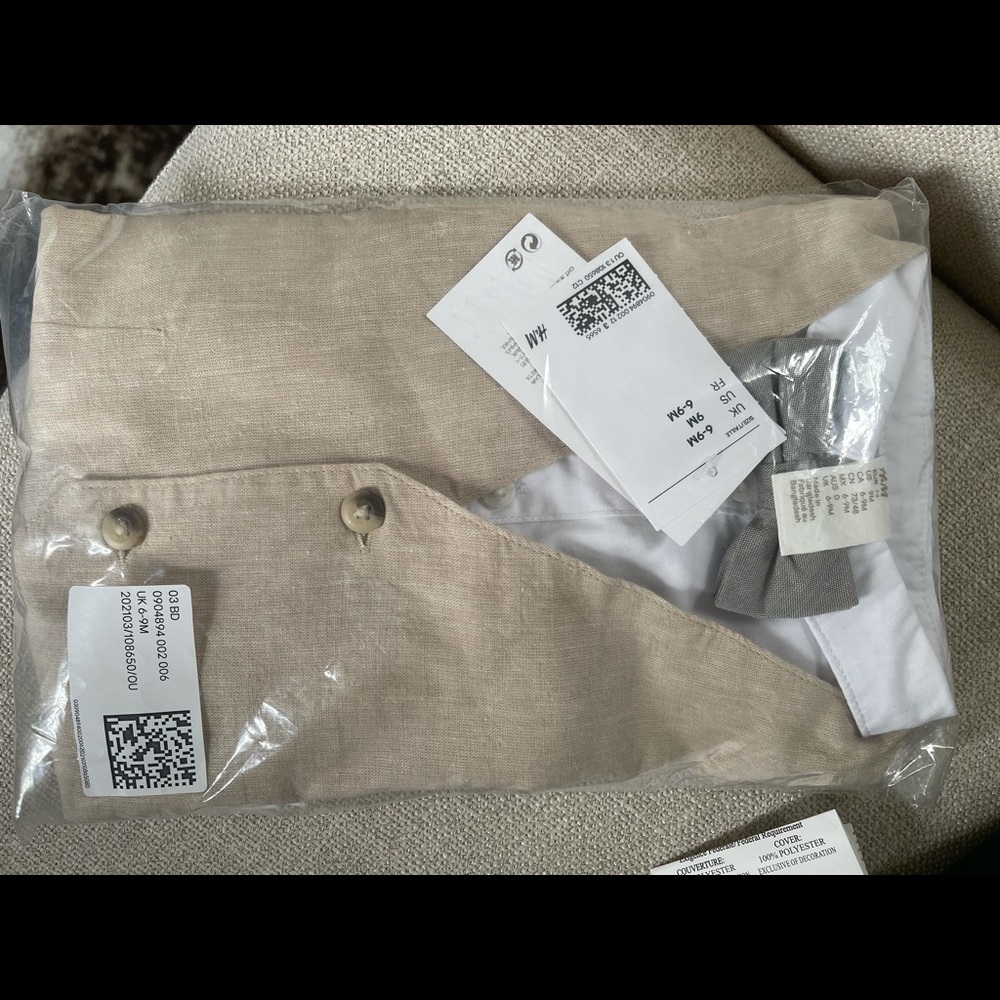 4 piece linen blend suit 6-9mo